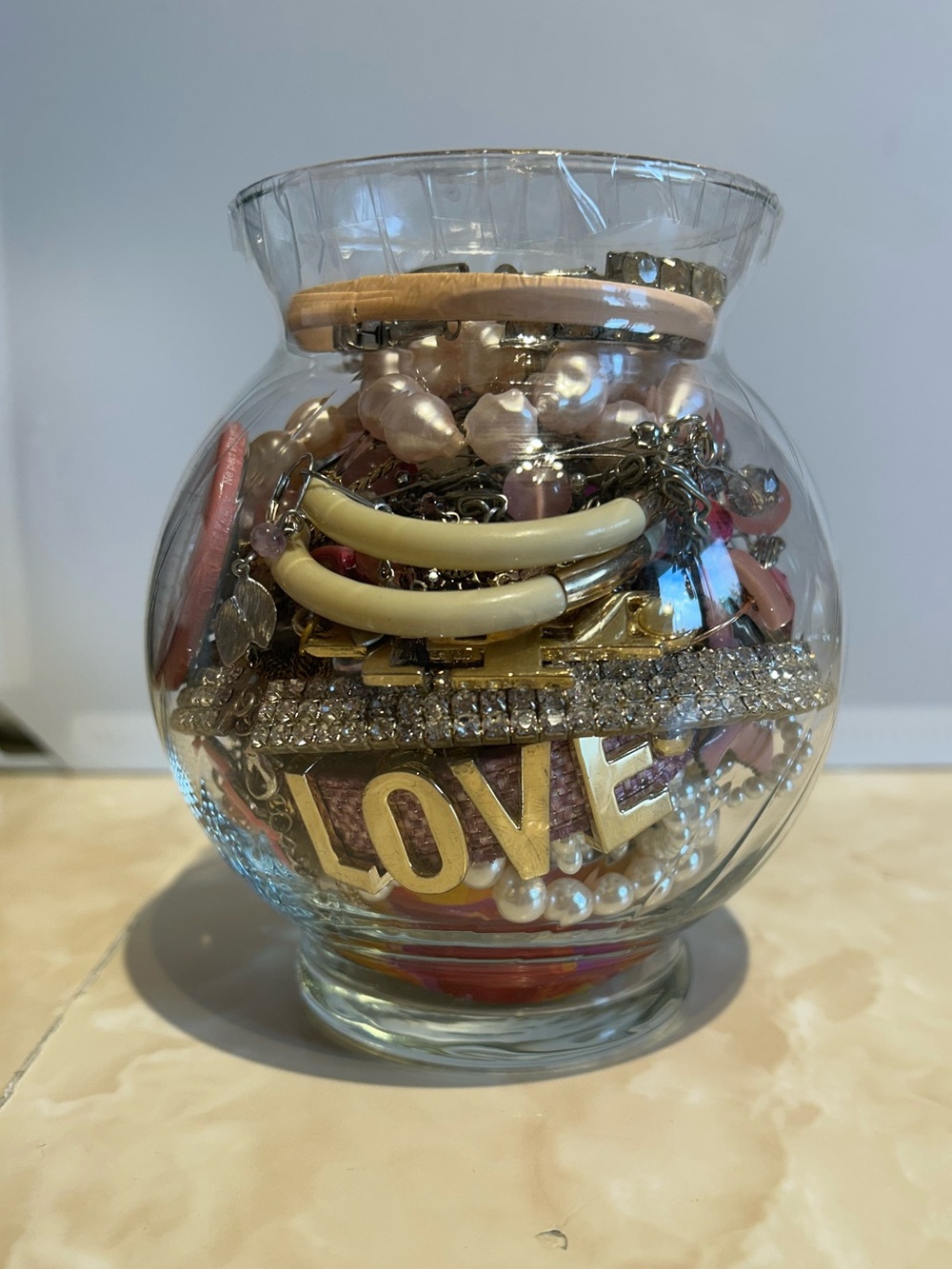 Mystery Jewelry Jar Feminie Pinks & Pearls